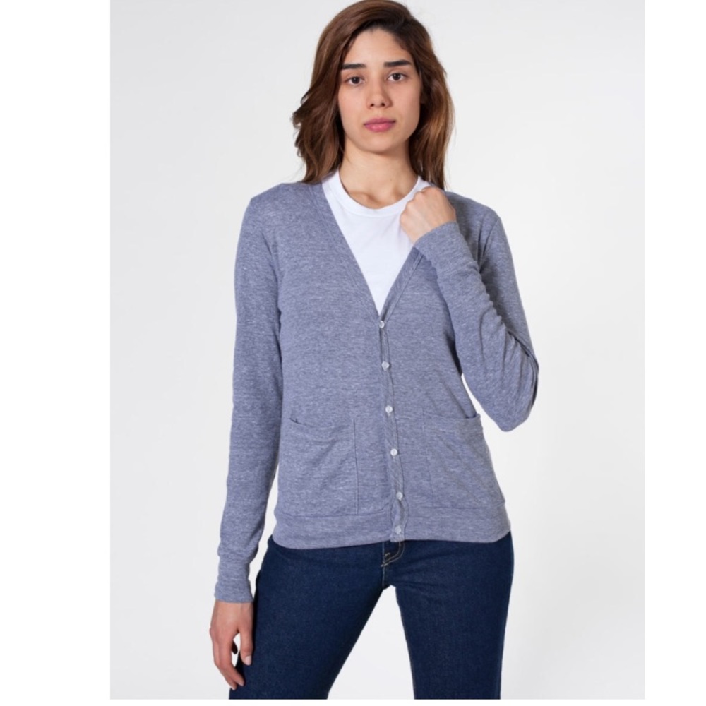 American Apparel Tri Blend V Neck Cardigan, XS